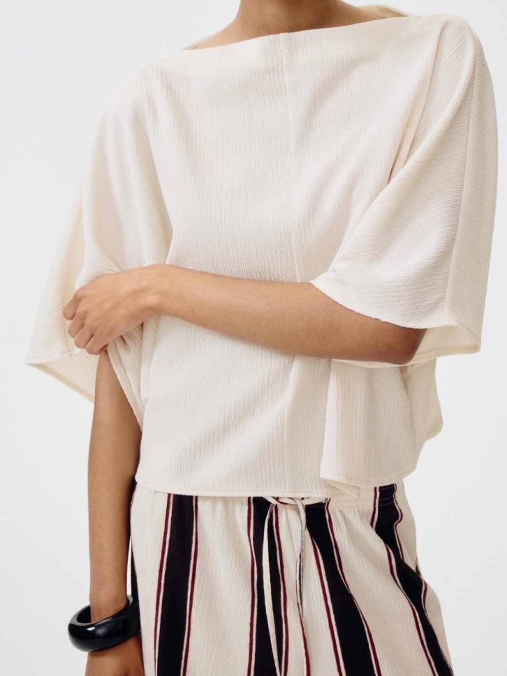 H&M - Crinkled Boat-Neck Top